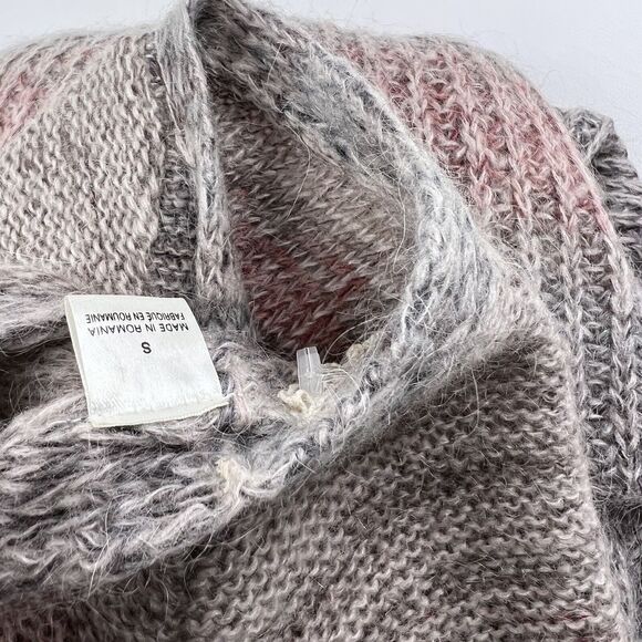 KNITTED & KNOTTED Anthropologie Cardigan Open Waterfall Mohair Wool Ombre Gray S - Picture 10 of 11